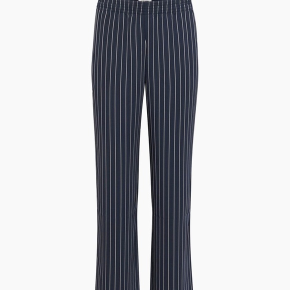 J Crew Tulip Ankle Navy White Stripe Contrast Seam Cropped Pants Elastic Waist - Picture 4 of 13